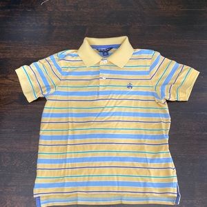 Brooks brothers short sleeve polo shirt size small -yellow , blue